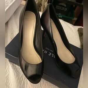 Cole Haan Elegant Black Peep Toe Heels